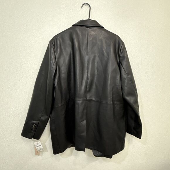 BCBG Maxazria Vegan Leather Coat Blazer Womens Size XXL Black Soft - Picture 2 of 7